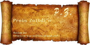 Preis Zoltán névjegykártya